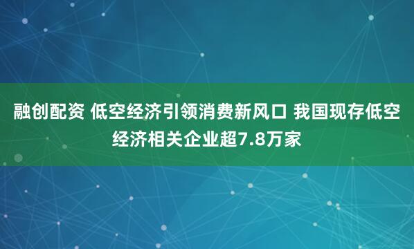 融创配资 低空经济引领消费新风口 我国现存低空经济相关企业超7.8万家